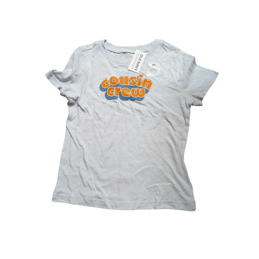 Old Navy Kids Light Blue Cousin Crew Graphic T-Shirt Short Sleeve 3T NWT